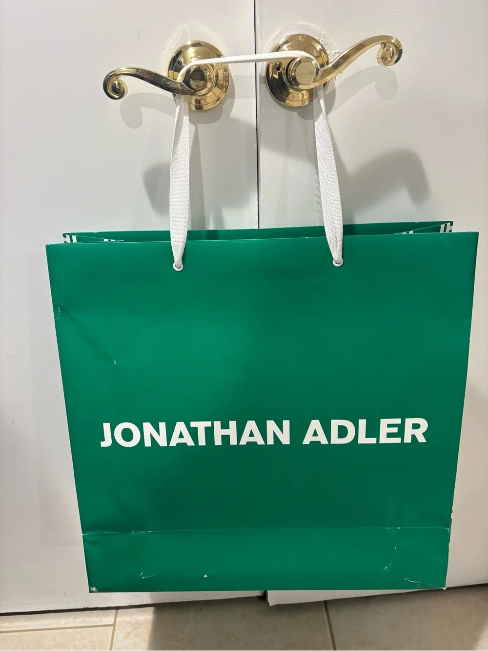 Jonathan Adler Emerald Green Gift Bag with White Logo